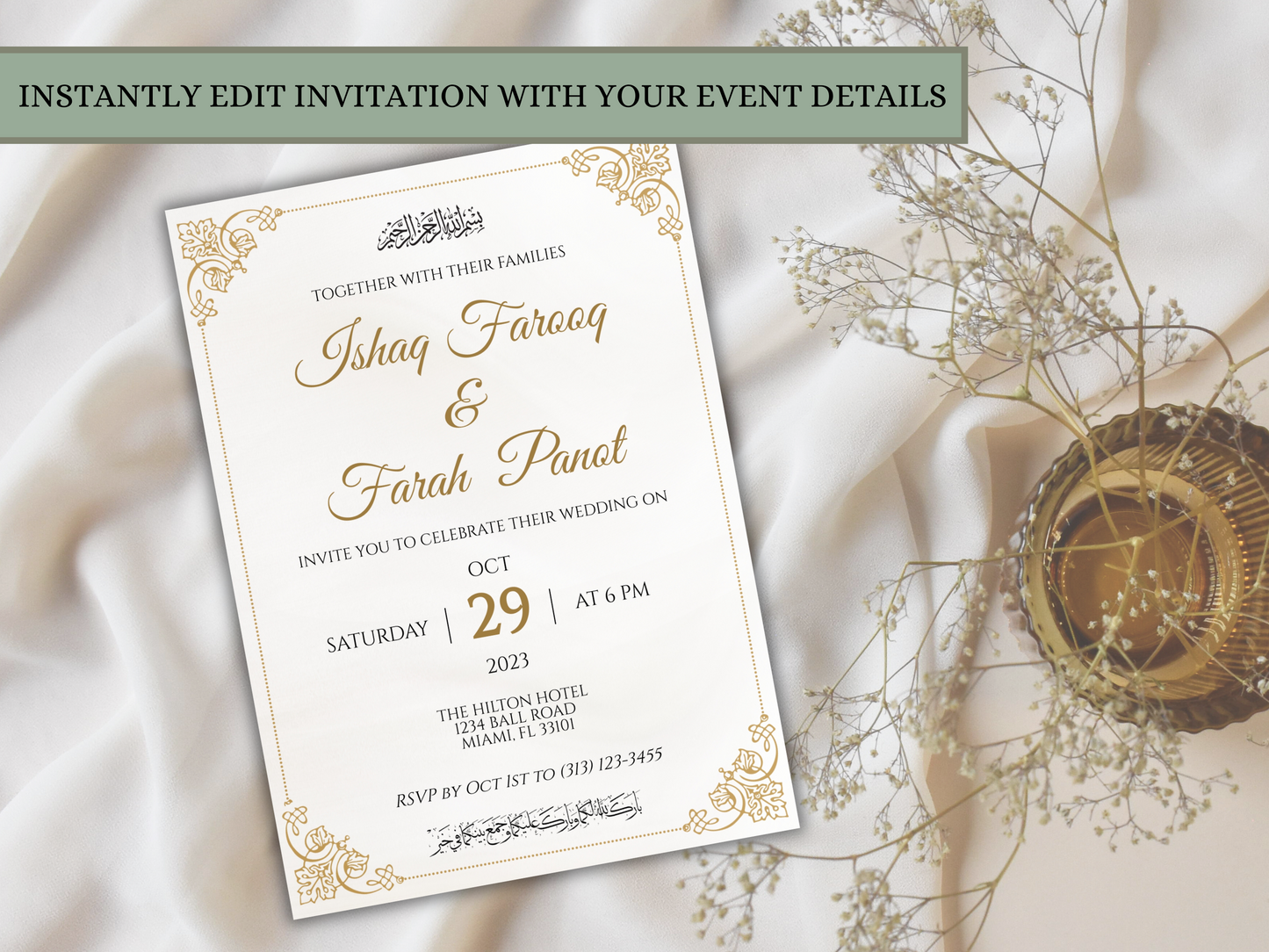 muslim wedding card format pdf to edit with event details