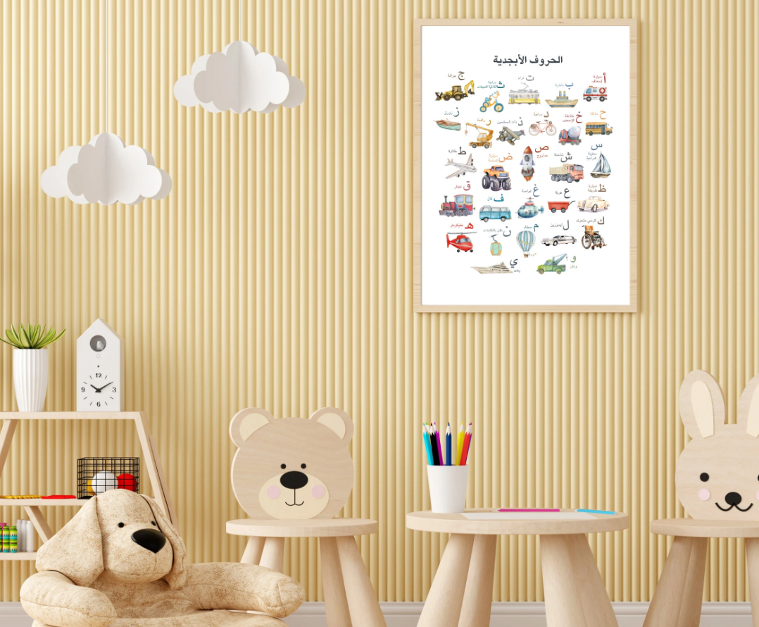 Transportation Arabic Alphabet Chart
