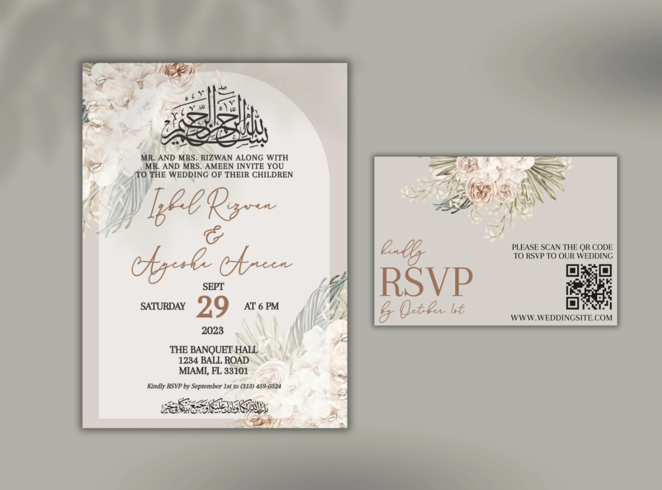 boho muslim wedding cards templates