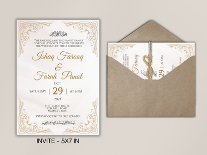 Muslim wedding invitations mockup in an envelope