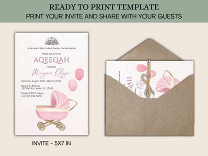 islamic baby shower for baby girl invitation