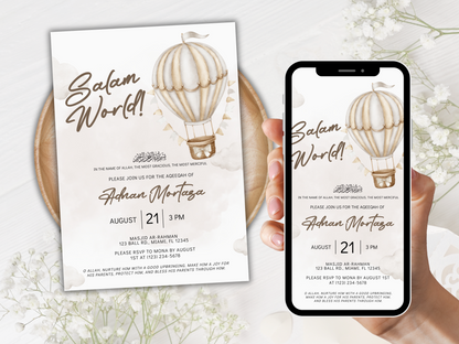 hot air balloon aqeeqah invite