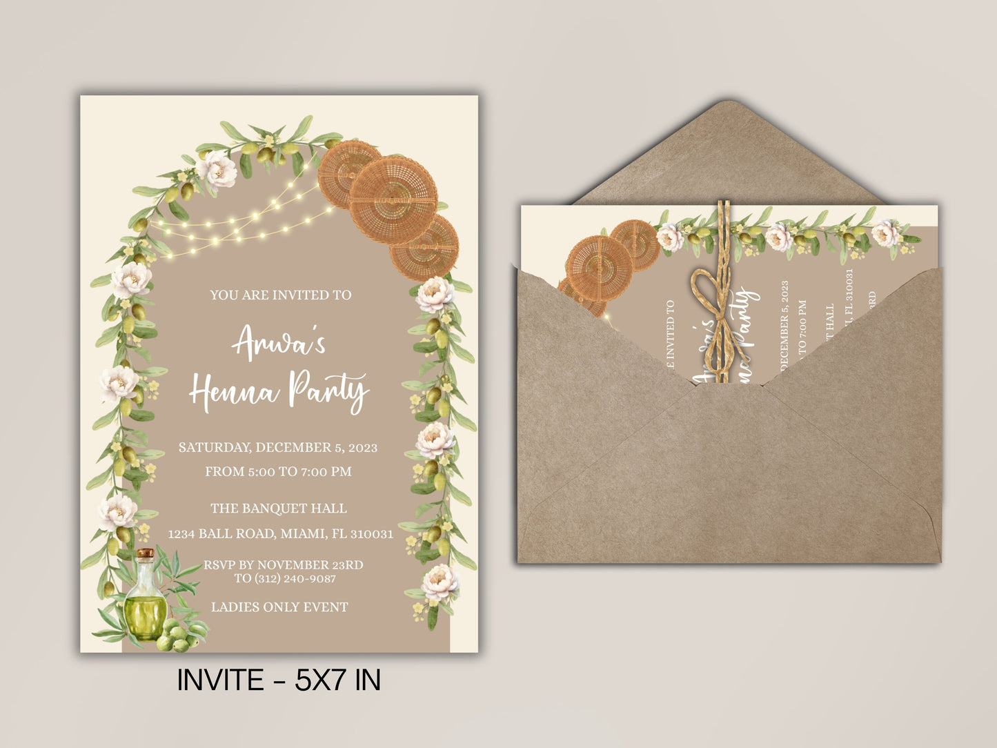 Floral Palestinian Henna Party Invitation