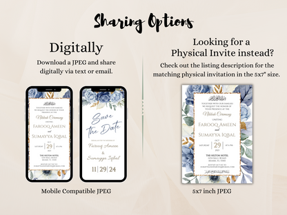 sharing options for digital islamic marriage invitation card