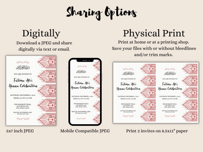 Invitation Card Muslim Marriage with physical and digital sharing options. 