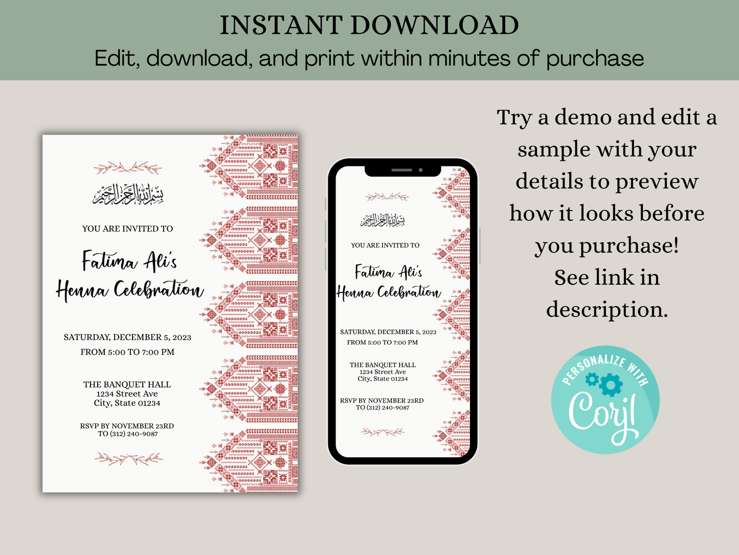 Demo this digital wedding card design muslim