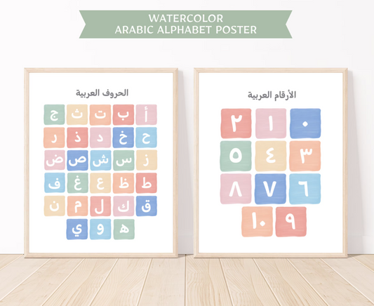 Arabic alphabet poster with arabic number printable poster