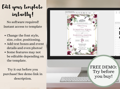 Edit your muslim wedding card template instantly.