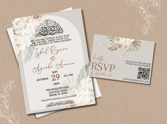 boho invitation card muslim marriage