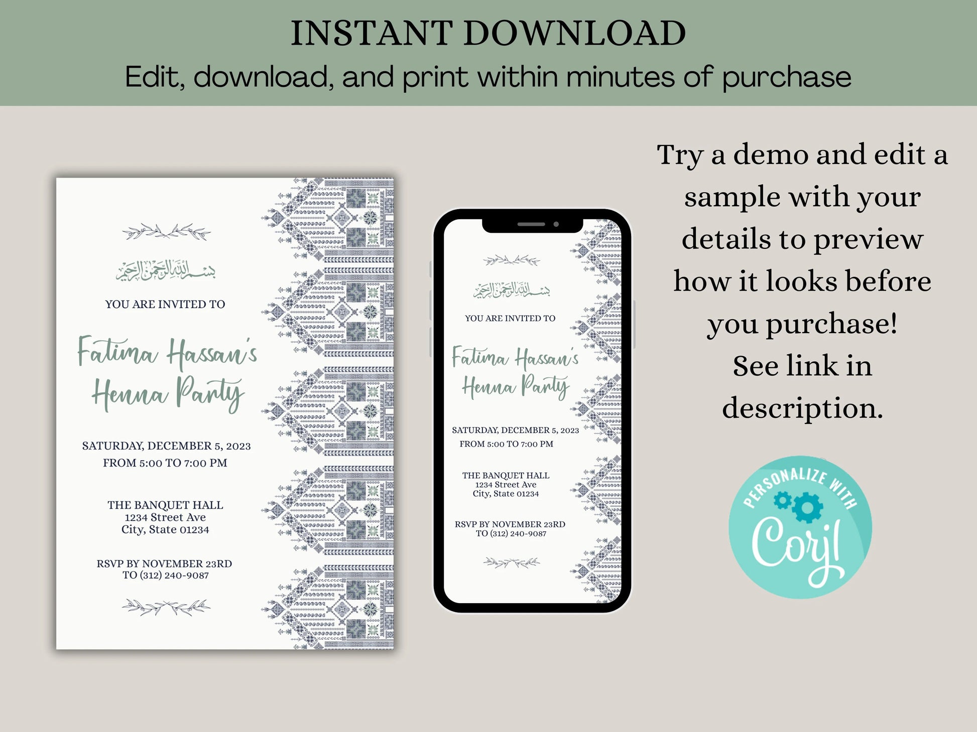 Demo digital invitations for islamic wedding