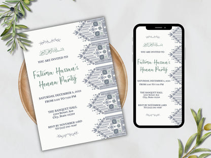 muslim card design for palestinian henna wedding invite