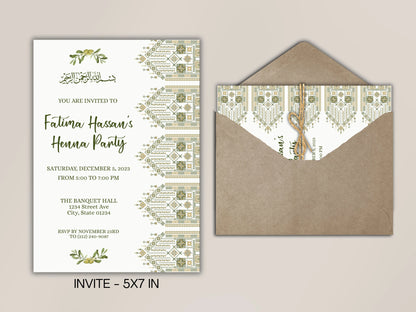 palestinian henna muslim invitation card