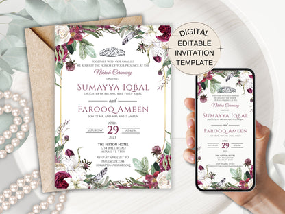 Muslim shadi card design with compatible phone invitation