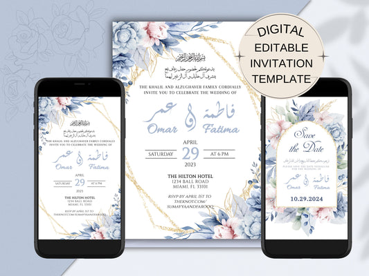 bilingual arabic wedding invitation card template